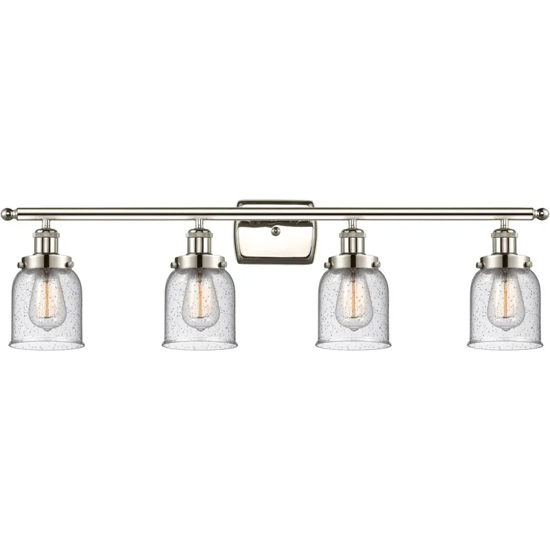 Ballston Small Bell LED 36 inch Polished Nickel Bath Vanity Light Wall Light in Seedy Glass