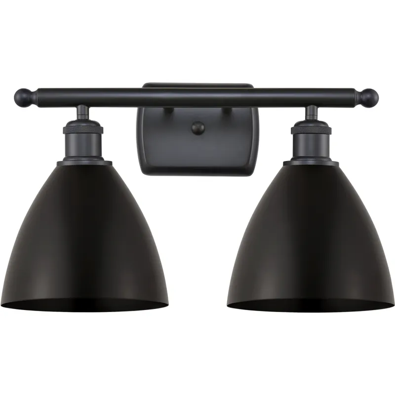 Ballston Dome 2 Light 18 inch Matte Black Bath Vanity Light Wall Light