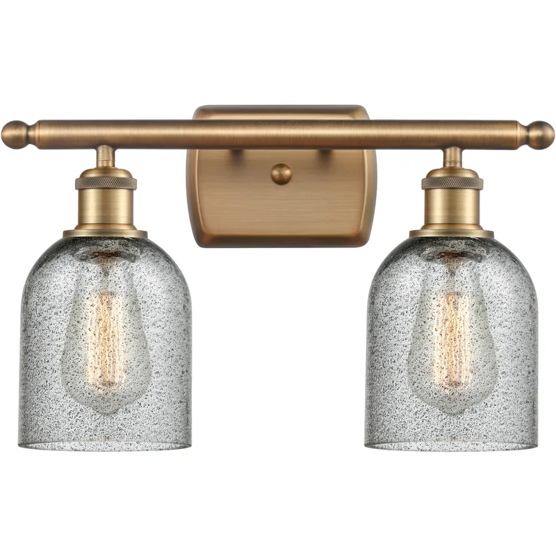 Ballston Caledonia LED 16 inch Brushed Brass Bath Vanity Light Wall Light in Charcoal Glass, Ballston