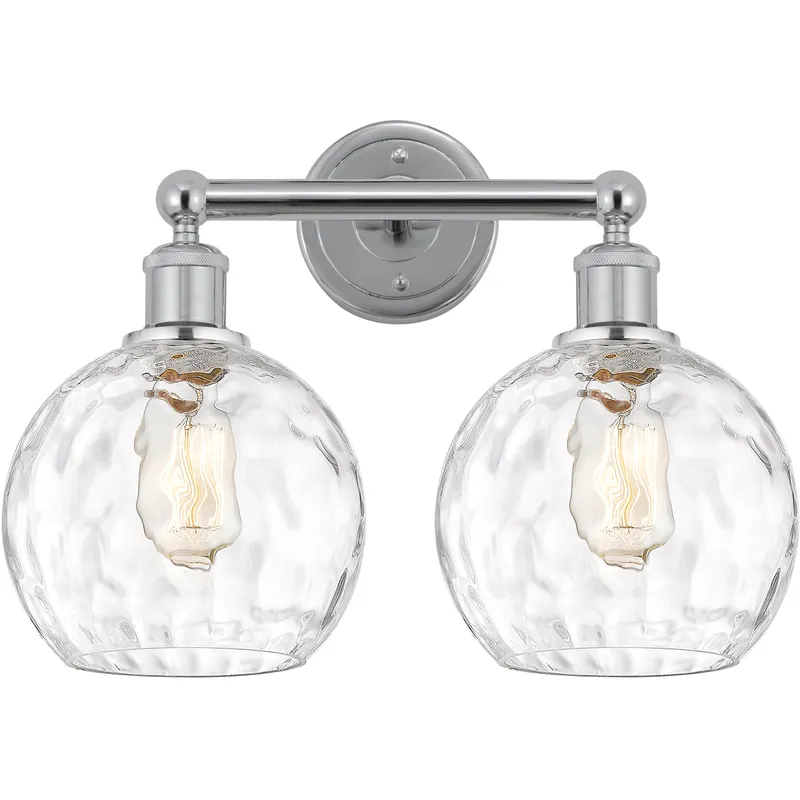 Athens Water Glass 2 Light 17 inch Polished Chrome Bath Vanity Light Wall Light in Clear Glass
