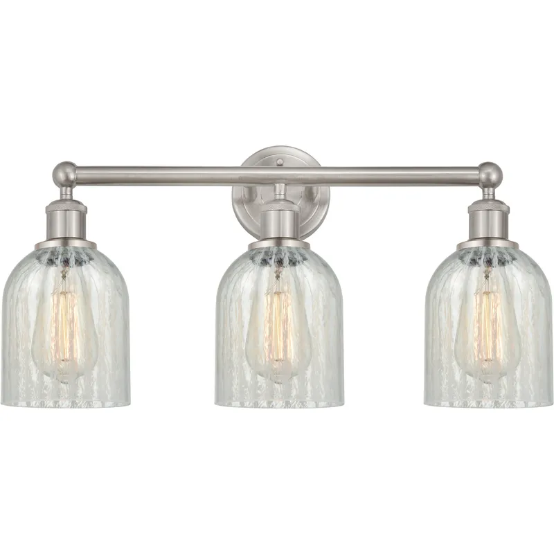 Edison Caledonia 3 Light 23 inch Brushed Satin Nickel Bath Vanity Light Wall Light in Mouchette Glass