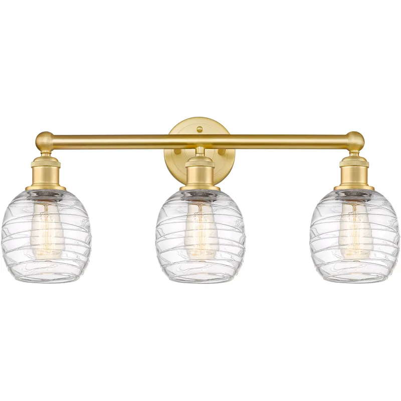 Belfast 3 Light 24 inch Satin Gold Bath Vanity Light Wall Light in Deco Swirl