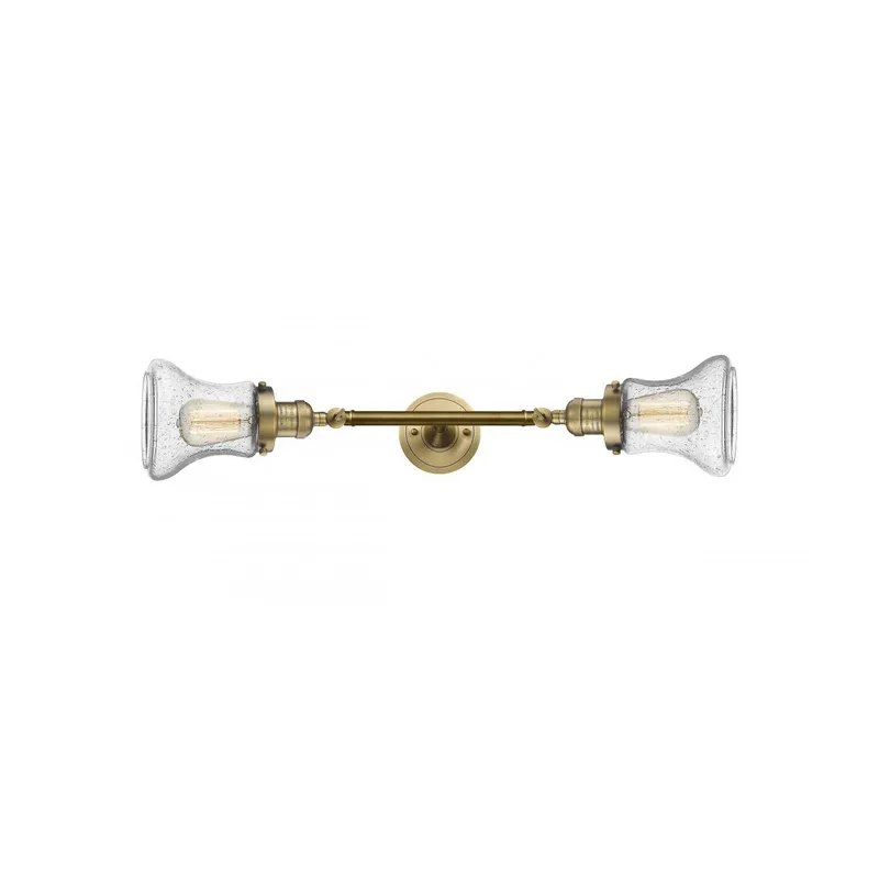 Franklin Restoration Bellmont LED 6 inch Brushed Brass Bath Vanity Light Wall Light in Seedy Glass, Franklin Restoration