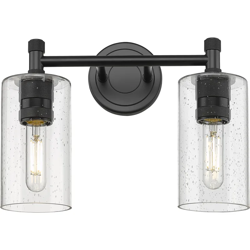 Downtown Urban Crown Point 2 Light 13.88 inch Matte Black Bath Vanity Light Wall Light in Seedy