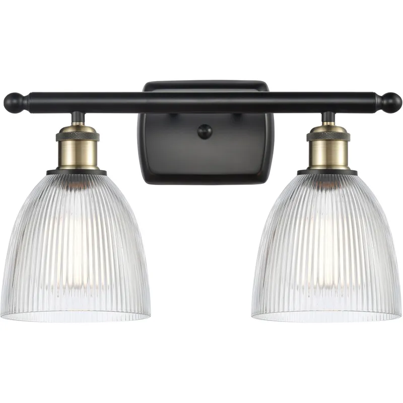 Ballston Castile 2 Light 16 inch Black Antique Brass Bath Vanity Light Wall Light in Clear Glass, Ballston