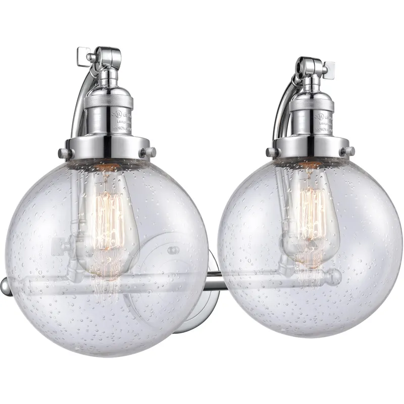 Franklin Restoration Large Beacon LED 18 inch Polished Chrome Bath Vanity Light Wall Light in Seedy Glass, Franklin Restoration