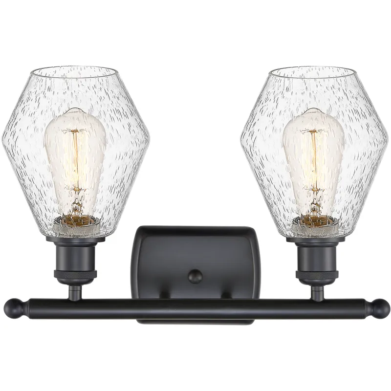 Ballston Cindyrella 2 Light 16 inch Matte Black Bath Vanity Light Wall Light in Incandescent, Seedy Glass