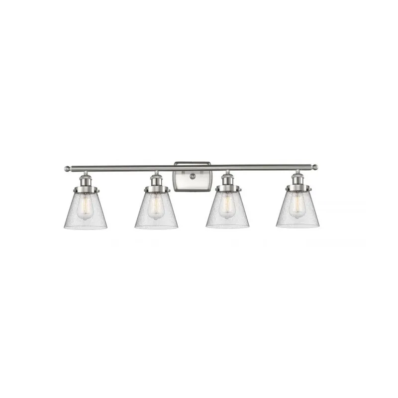 Ballston Small Cone LED 36 inch Brushed Satin Nickel Bath Vanity Light Wall Light in Seedy Glass, Ballston
