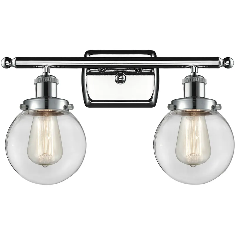 Ballston Beacon 2 Light 16 inch Polished Chrome Bath Vanity Light Wall Light in Clear Glass, Ballston