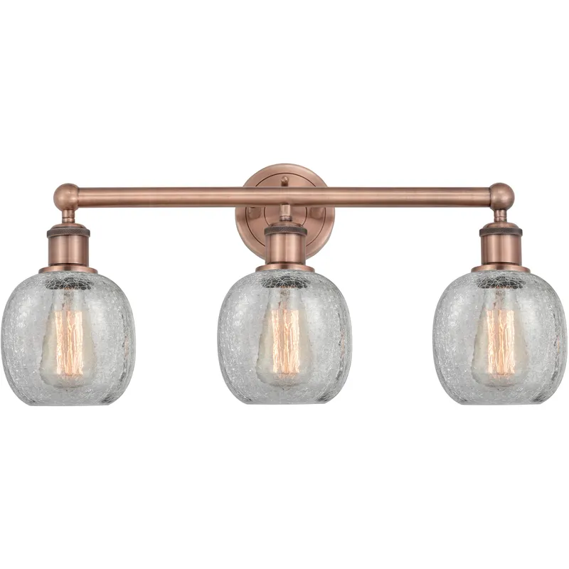 Belfast 3 Light 24 inch Antique Copper Bath Vanity Light Wall Light in Clear Crackle