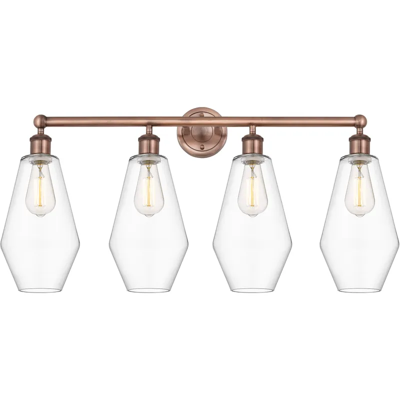 Cindyrella 4 Light 34 inch Antique Copper Bath Vanity Light Wall Light in Clear