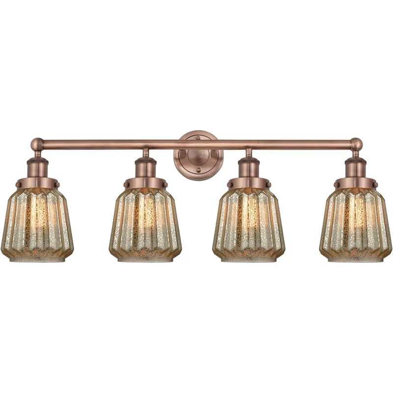 Chatham 4 Light 33.5 inch Antique Copper Bath Vanity Light Wall Light in Mercury