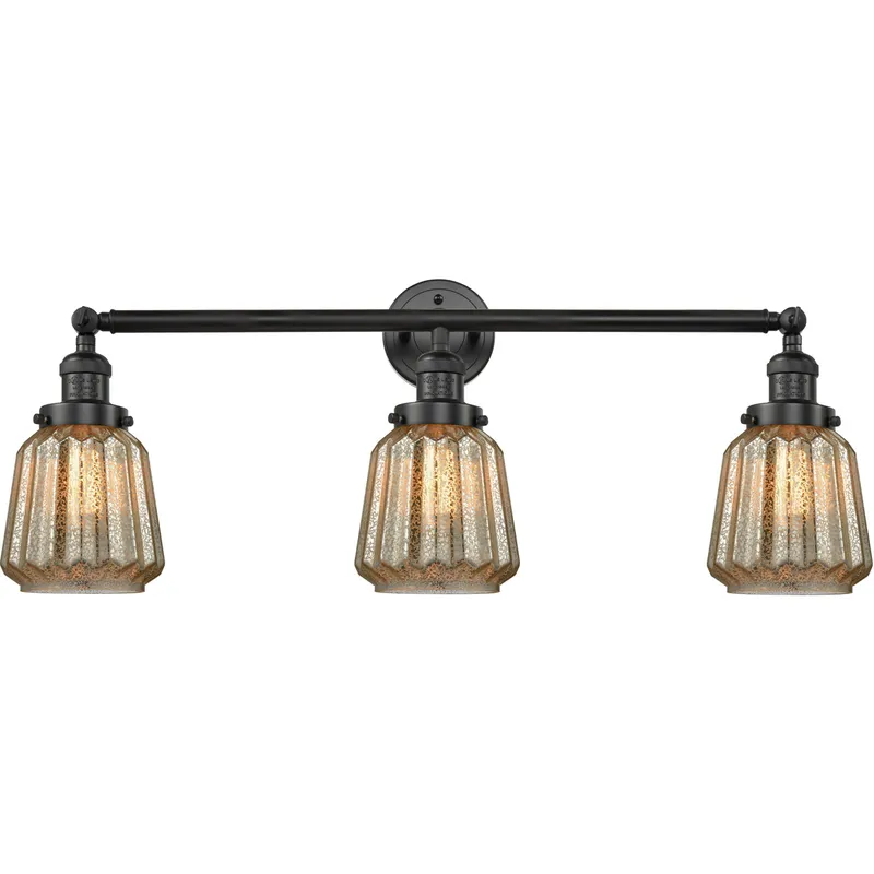 Franklin Restoration Chatham LED 30 inch Matte Black Bath Vanity Light Wall Light in Mercury Glass, Franklin Restoration