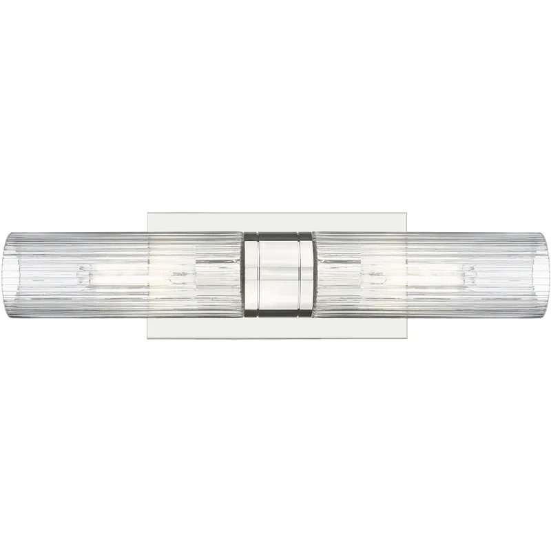 Ballston Urban 2 Light 18 inch Polished Nickel Bath Vanity Light Wall Light in Striped Clear Glass