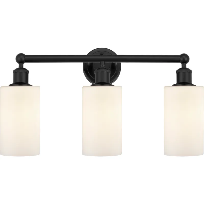 Edison Clymer 3 Light 22 inch Matte Black Bath Vanity Light Wall Light in Matte White Glass