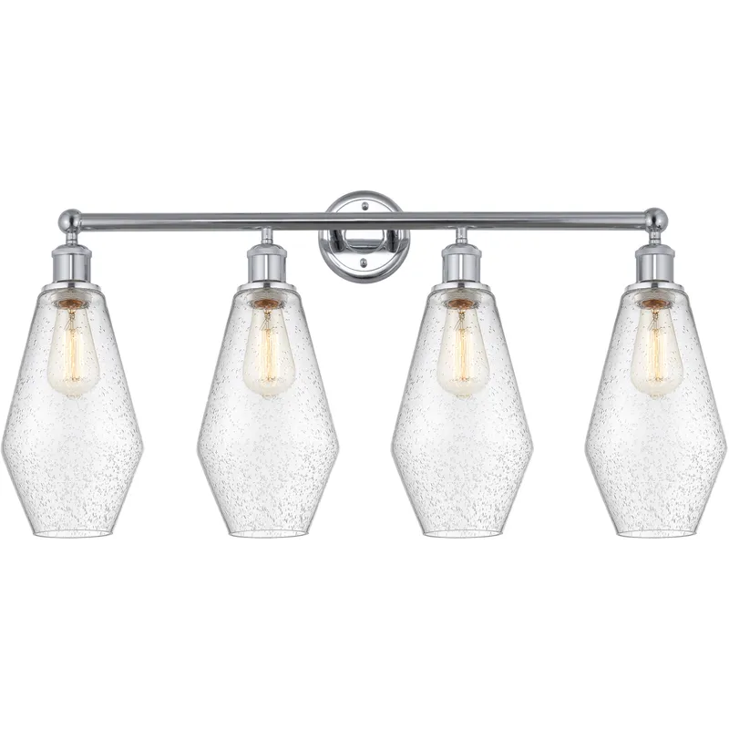 Cindyrella 4 Light 34 inch Polished Chrome Bath Vanity Light Wall Light in Seedy Glass