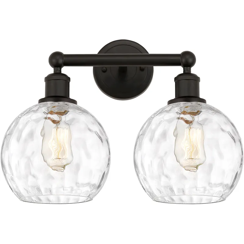 Athens Water Glass 2 Light 17 inch Oil Rubbed Bronze Bath Vanity Light Wall Light in Clear Glass