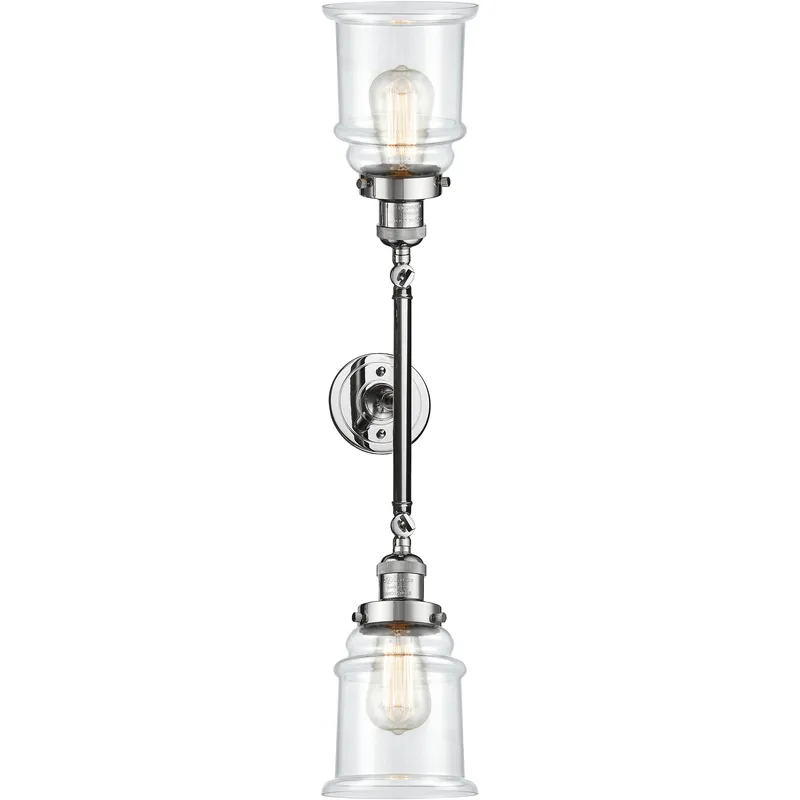 Franklin Restoration Canton 2 Light 17 inch Polished Chrome Bath Vanity Light Wall Light in Clear Glass, Franklin Restoration