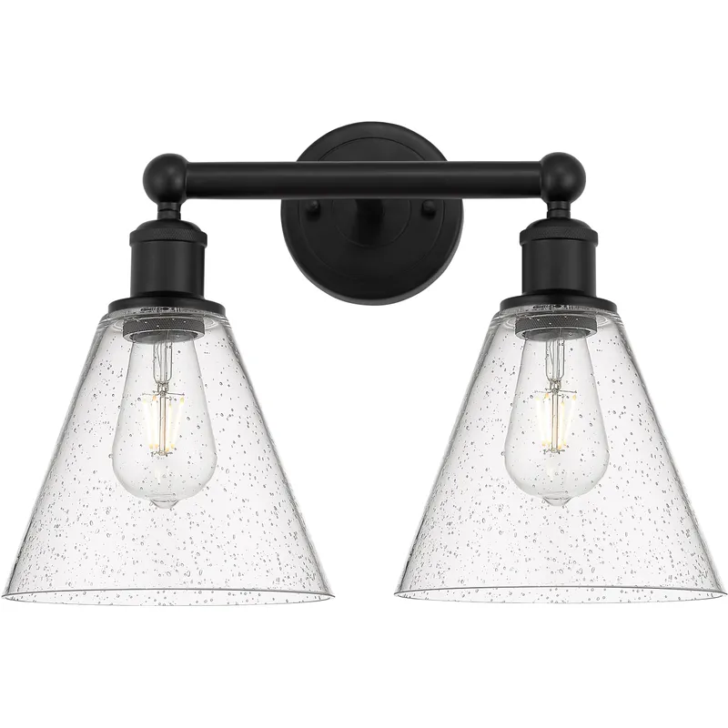 Berkshire 2 Light 17 inch Matte Black Bath Vanity Light Wall Light in Seedy