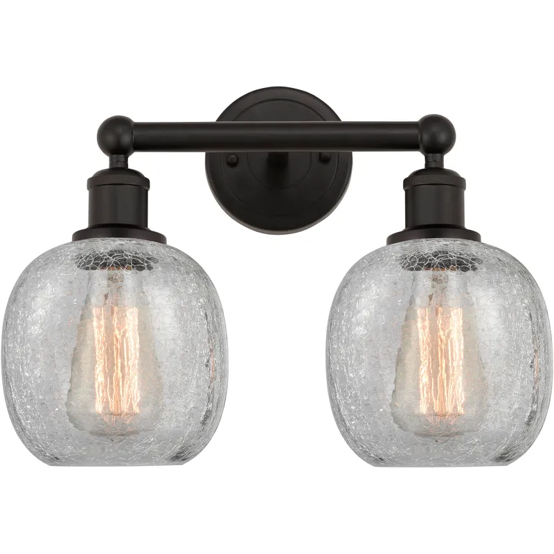 Edison Belfast 2 Light 15 inch Oil Rubbed Bronze Bath Vanity Light Wall Light in Clear Crackle Glass