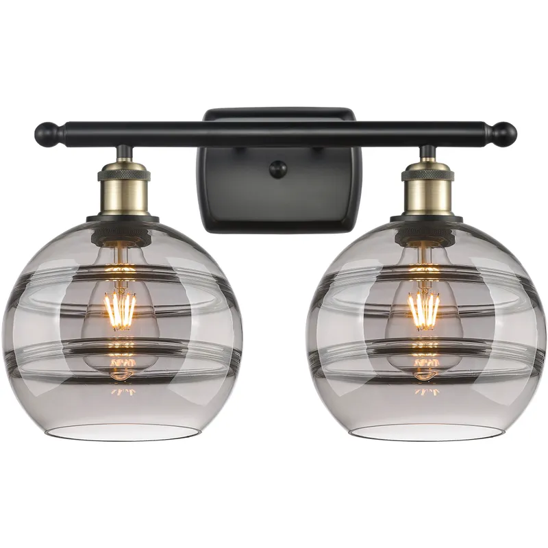 Ballston Rochester 2 Light 18 inch Black Antique Brass Bath Vanity Light Wall Light