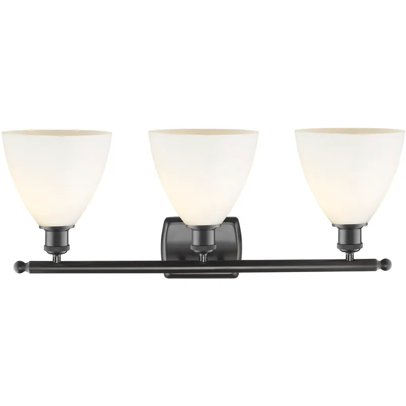 Ballston Ballston Dome LED 28 inch Oil Rubbed Bronze Bath Vanity Light Wall Light in Matte White Glass