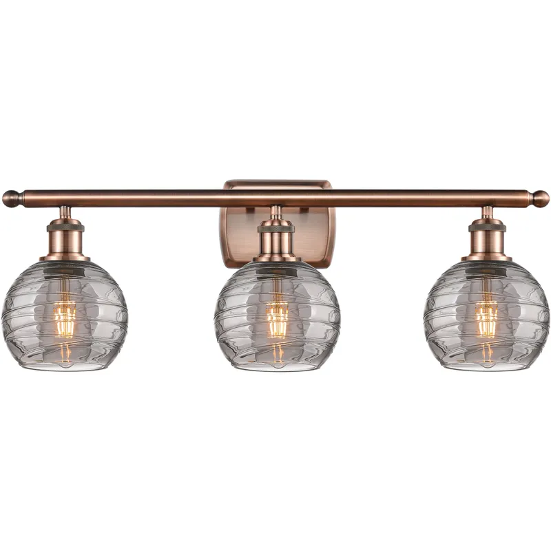 Ballston Athens Deco Swirl 3 Light 25.88 inch Antique Copper Bath Vanity Light Wall Light