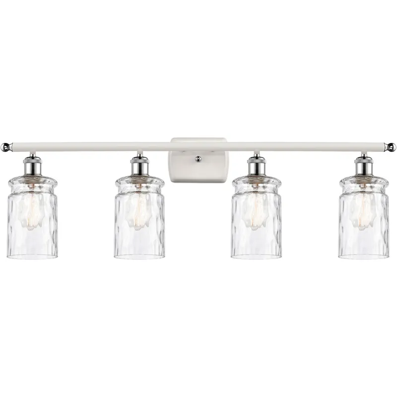 Ballston Candor 4 Light 36 inch White and Polished Chrome Bath Vanity Light Wall Light in Clear Waterglass, Ballston