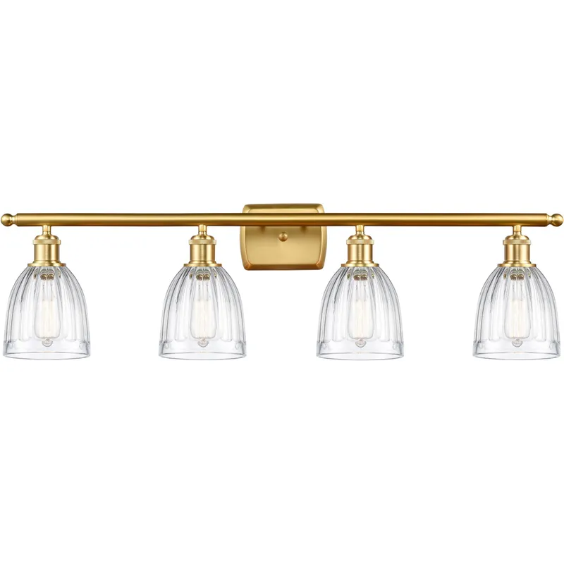 Ballston Brookfield 4 Light 36 inch Satin Gold Bath Vanity Light Wall Light in Clear Glass, Ballston