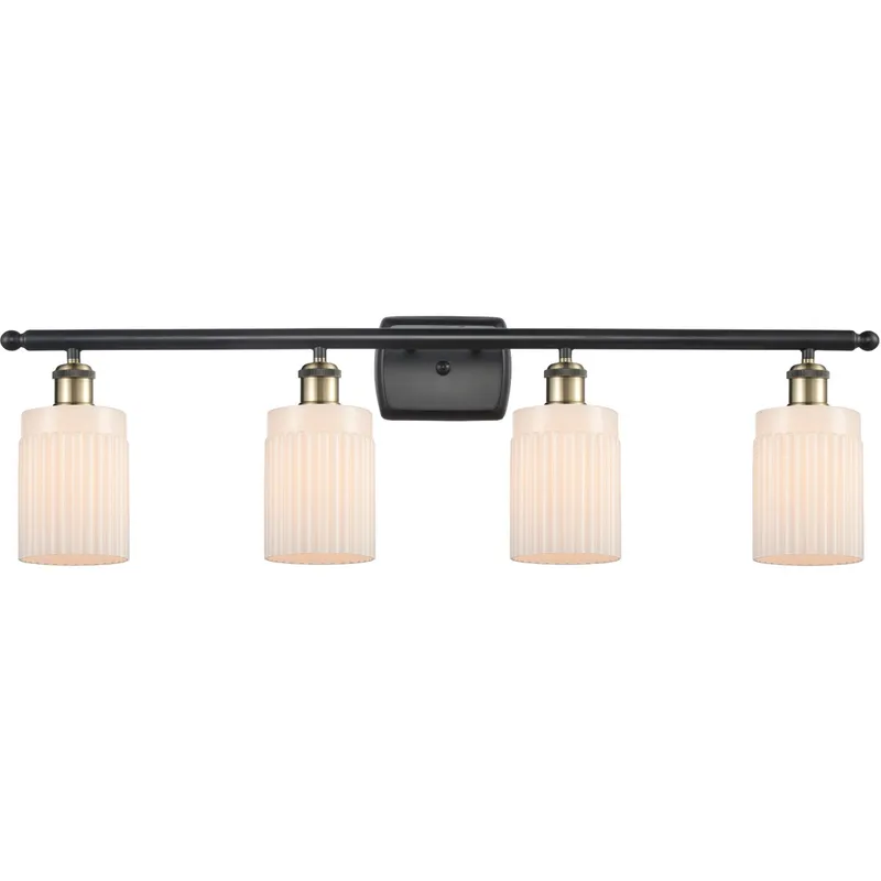 Ballston Hadley LED 36 inch Black Antique Brass Bath Vanity Light Wall Light in Matte White Glass, Ballston