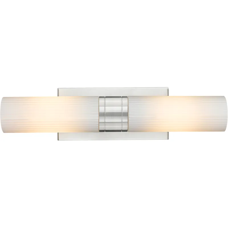 Ballston Urban 2 Light 18 inch Satin Nickel Bath Vanity Light Wall Light in Striped White Glass