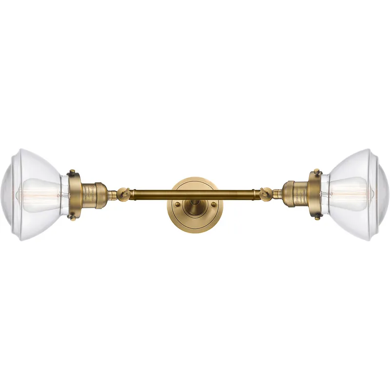 Franklin Restoration Olean 2 Light 7 inch Brushed Brass Bath Vanity Light Wall Light in Clear Glass, Franklin Restoration