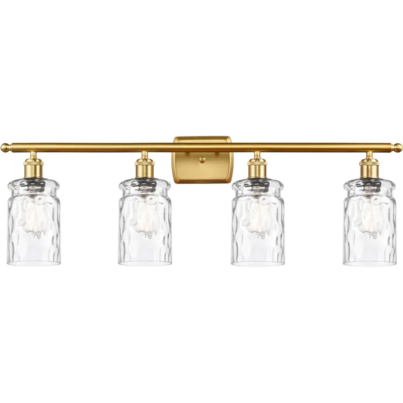 Ballston Candor 4 Light 36 inch Satin Gold Bath Vanity Light Wall Light in Clear Waterglass, Ballston