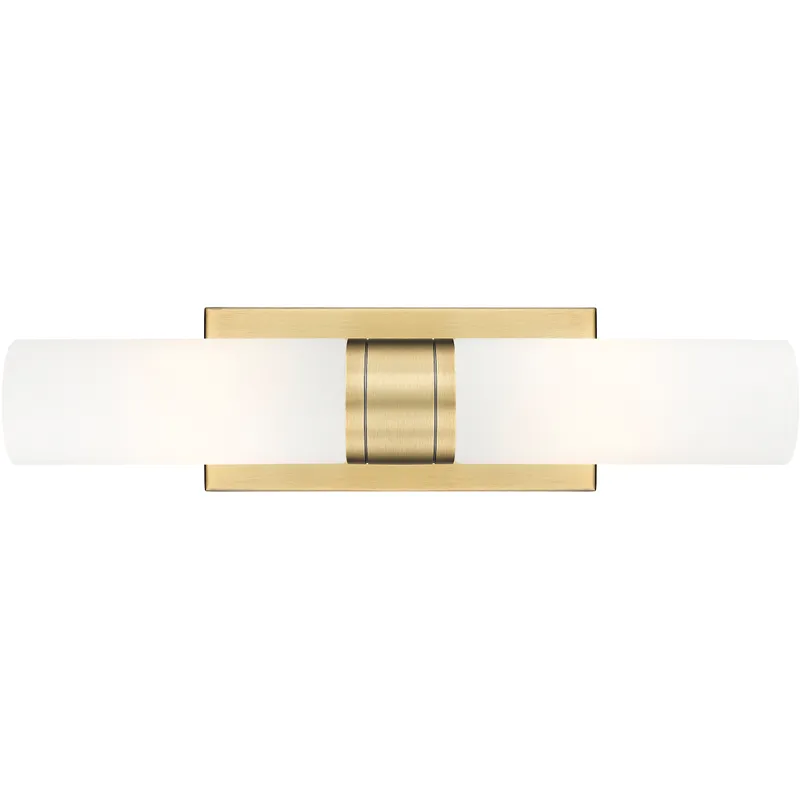 Ballston Urban 2 Light 18 inch Brushed Brass Bath Vanity Light Wall Light in Matte White Glass
