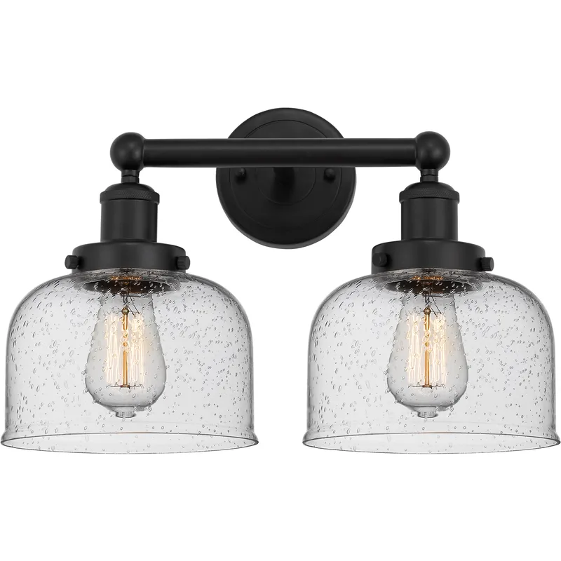 Bell 2 Light 15.5 inch Matte Black Bath Vanity Light Wall Light