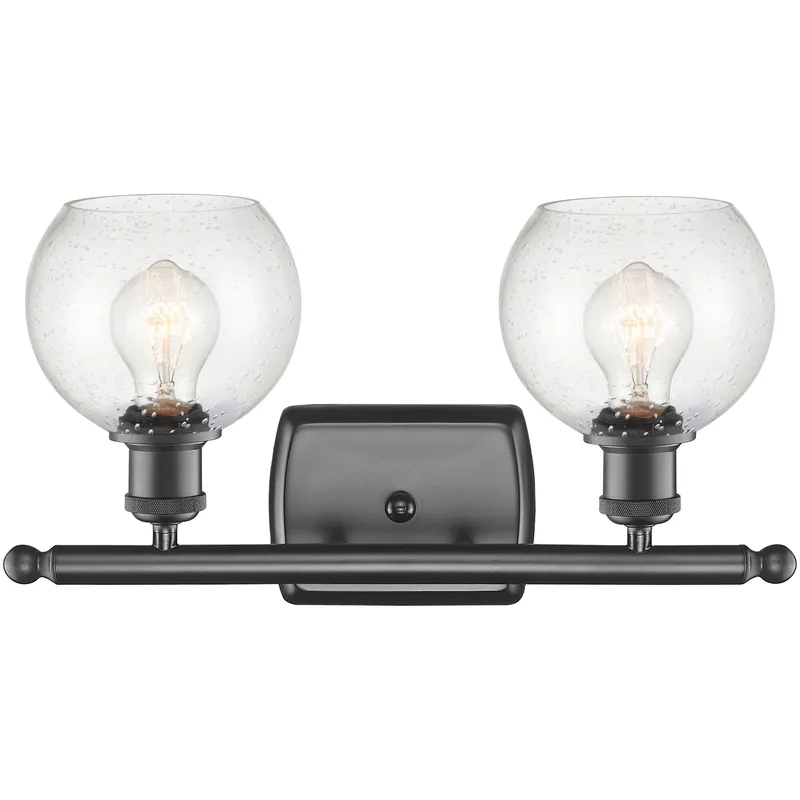 Ballston Athens 2 Light 16 inch Oil Rubbed Bronze Bath Vanity Light Wall Light in Seedy Glass