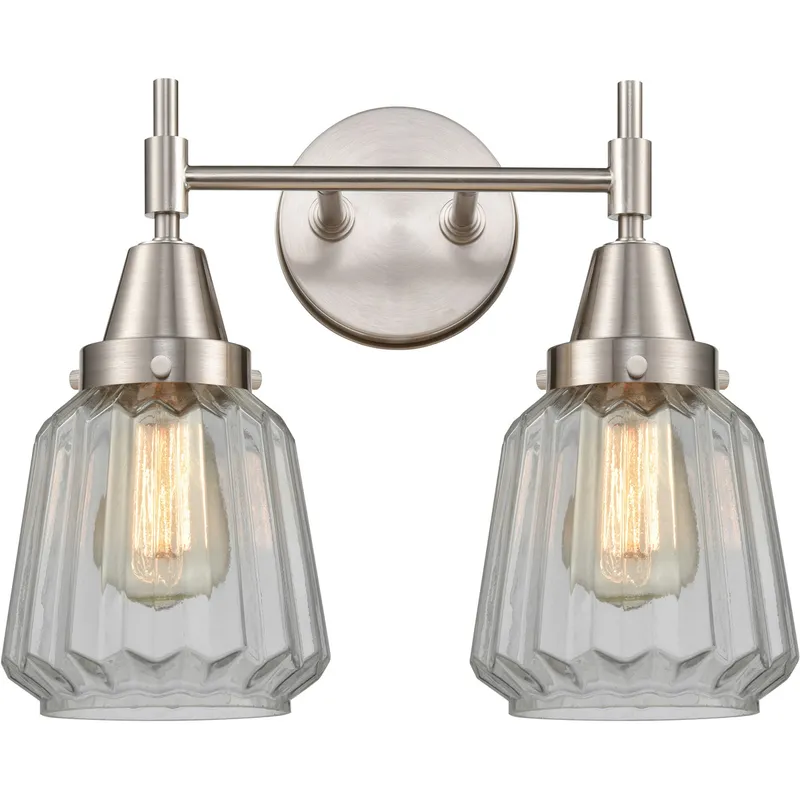 Caden LED 15.25 inch Satin Nickel Bath Vanity Light Wall Light in Clear Glass
