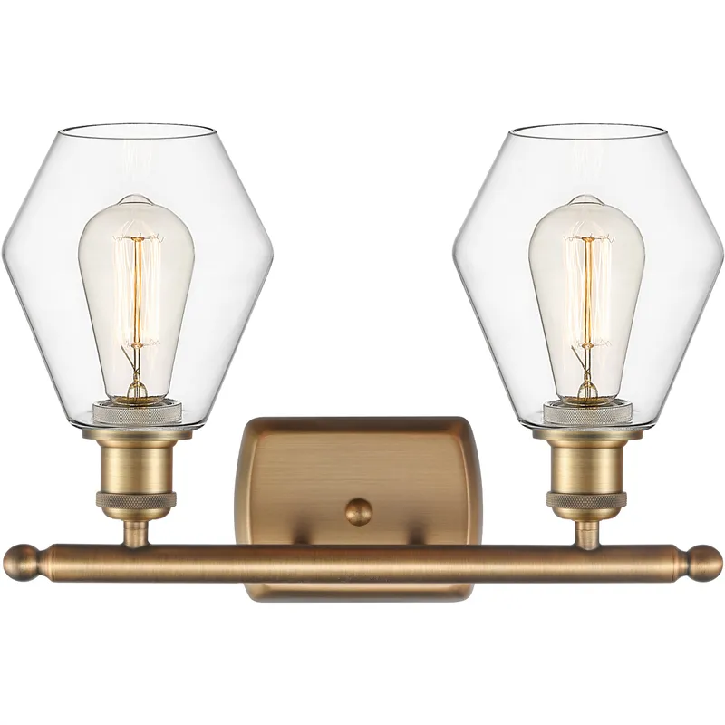Ballston Cindyrella 2 Light 16 inch Brushed Brass Bath Vanity Light Wall Light in Incandescent, Clear Glass