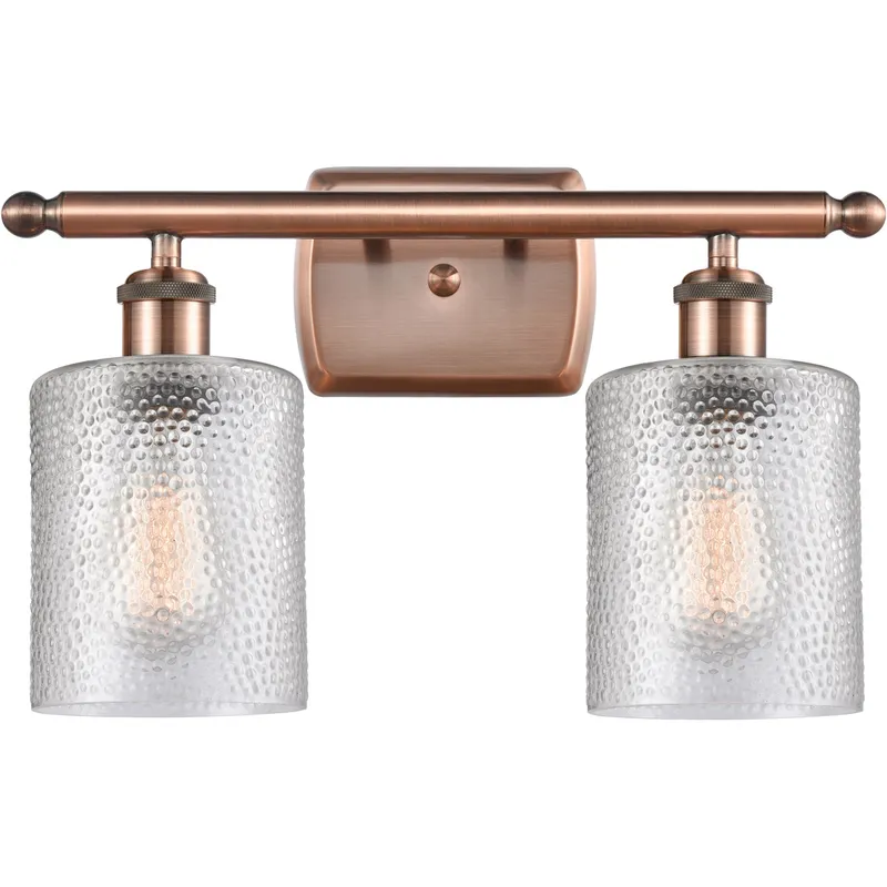 Ballston Cobbleskill LED 16 inch Antique Copper Bath Vanity Light Wall Light in Clear Glass, Ballston