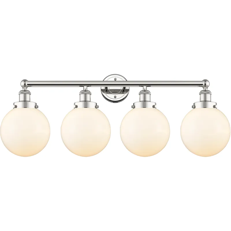 Beacon 4 Light 33.5 inch Polished Nickel Bath Vanity Light Wall Light in Matte White
