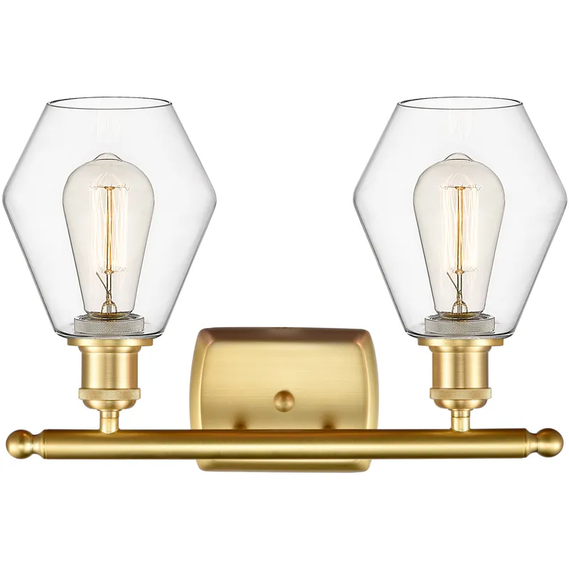 Ballston Cindyrella 2 Light 16 inch Satin Gold Bath Vanity Light Wall Light in Incandescent, Clear Glass