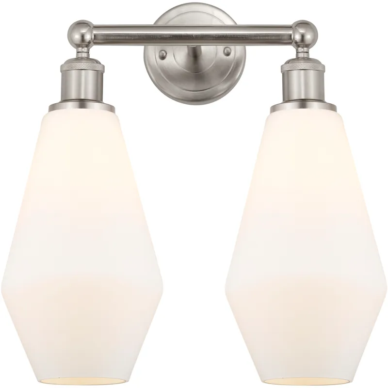 Cindyrella 2 Light 16 inch Brushed Satin Nickel Bath Vanity Light Wall Light in Matte White Glass