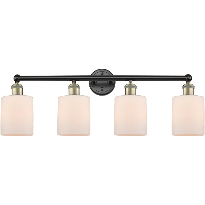 Cobbleskill 4 Light 32 inch Black Antique Brass Bath Vanity Light Wall Light in Matte White