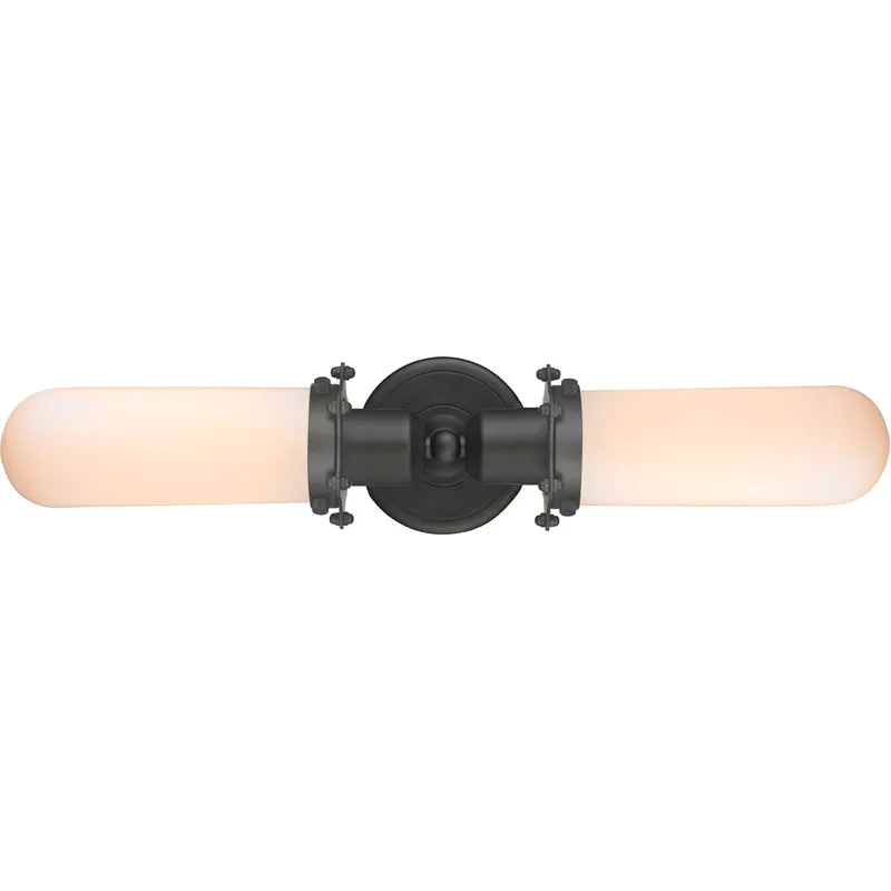 Austere Centri 2 Light 22 inch Oil Rubbed Bronze Bath Vanity Light Wall Light in Incandescent, Matte White Glass, Austere