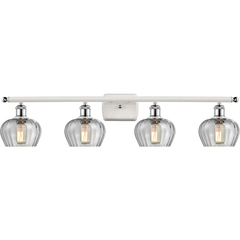 Ballston Fenton 4 Light 36 inch White and Polished Chrome Bath Vanity Light Wall Light in Clear Glass, Ballston