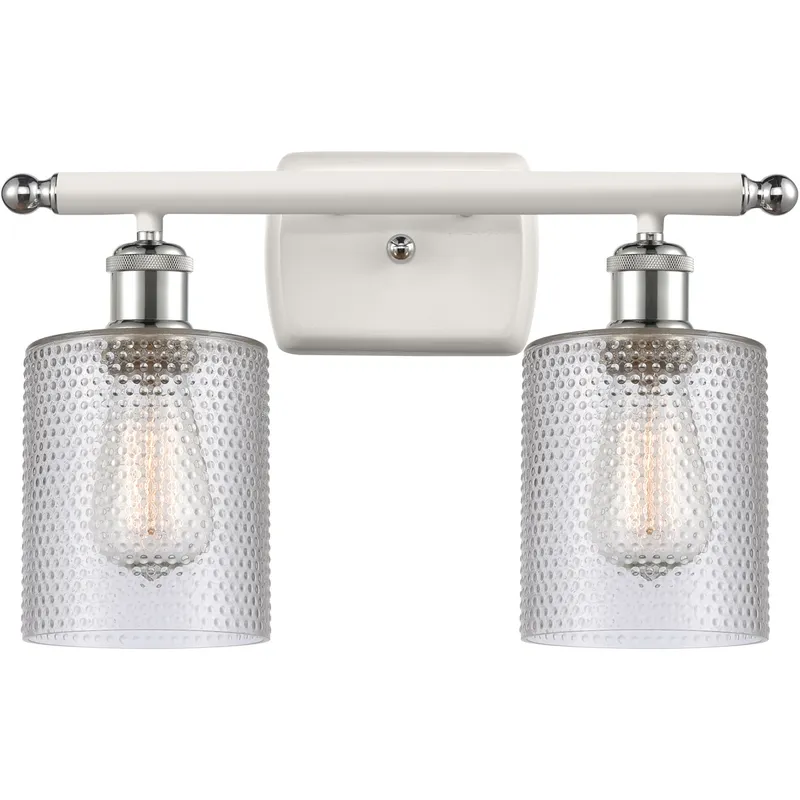 Ballston Cobbleskill LED 16 inch White and Polished Chrome Bath Vanity Light Wall Light in Clear Glass, Ballston