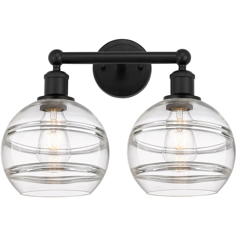 Edison Rochester 2 Light 17 inch Matte Black Bath Vanity Light Wall Light