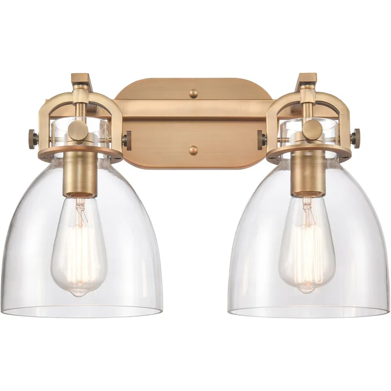 Newton Bell 2 Light 17 inch Brushed Brass Bath Vanity Light Wall Light