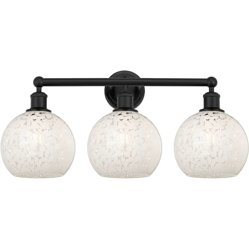 Edison White Mouchette 3 Light 26 inch Matte Black Bath Vanity Light Wall Light