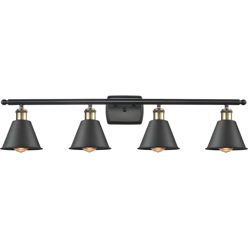 Ballston Smithfield 4 Light 36 inch Black Antique Brass Bath Vanity Light Wall Light, Ballston